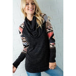 Aztec Sleeve Cowl Neck Sweater