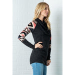 Aztec Sleeve Cowl Neck Sweater