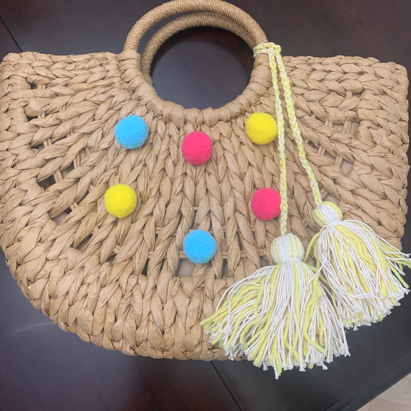 Woven Handbag with tassels