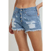 High Rise Frayed Button Down Shorts