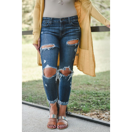 Stephanie Mid-Rise Distressed Jeans