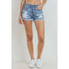 High Rise Frayed Button Down Shorts