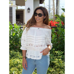 White Olivia Open shoulder Blouse