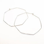 Large Sterling Silver Octagon Hoop Earrings