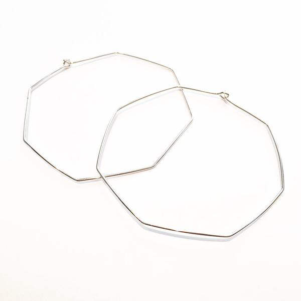 Large Octagon Hoops In Silver - Elizabeth Laine - Foto 8