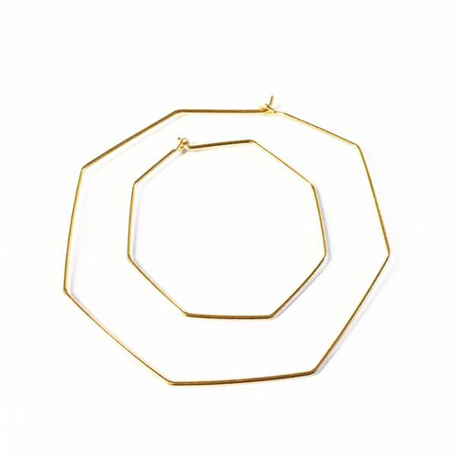 Large Gold Octagon Hoop Earrings