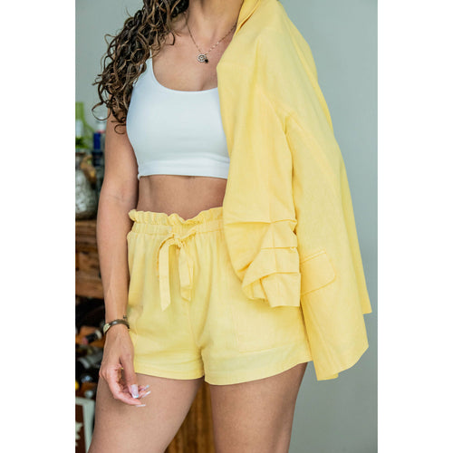 The Erica Yellow linen shorts